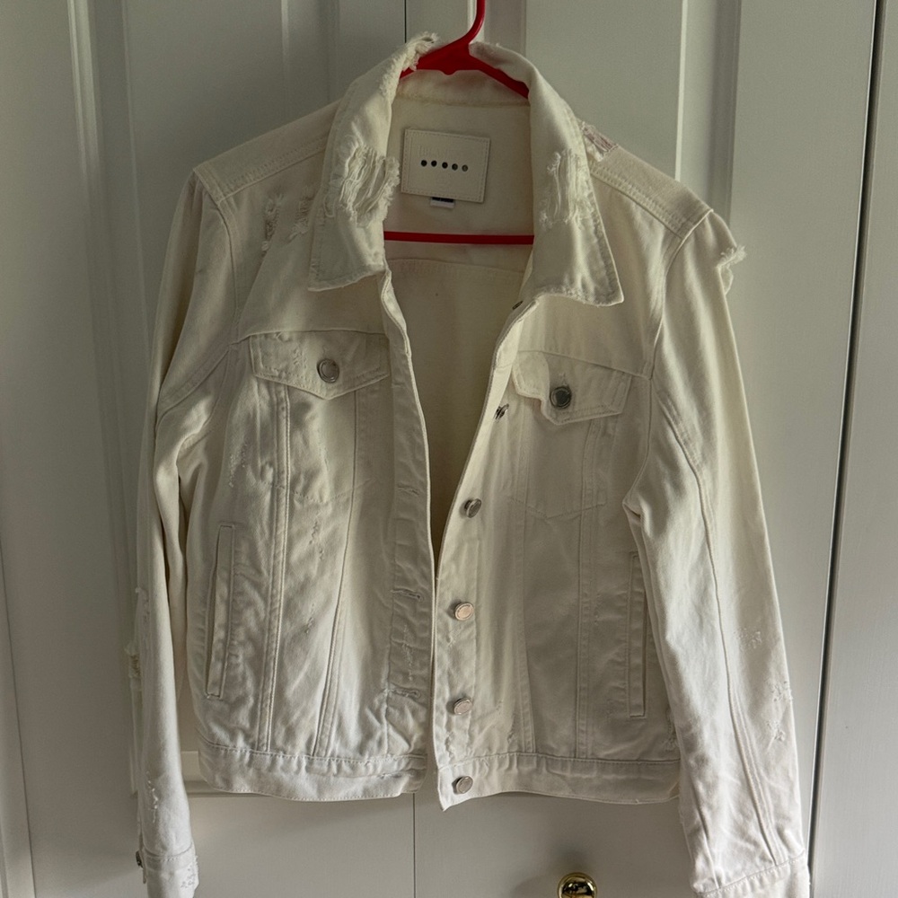 Blank NYC Off-White Distressed Jean Jacket